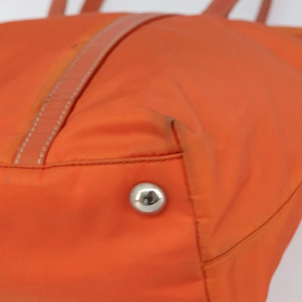 PRADA Tote Bag Nylon Leather Orange Silver Auth gh1423 - Picture 9 of 15